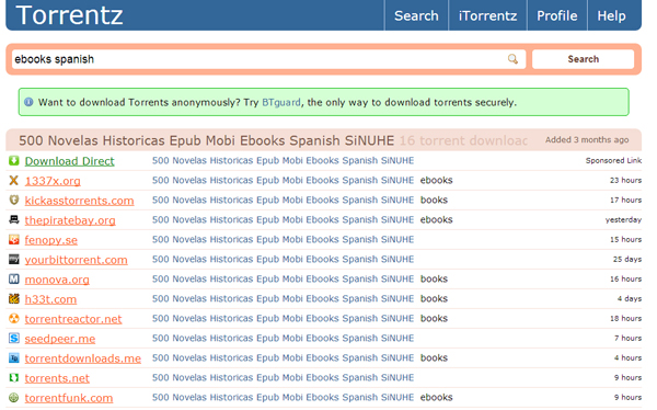 Libros gratis en Torrents